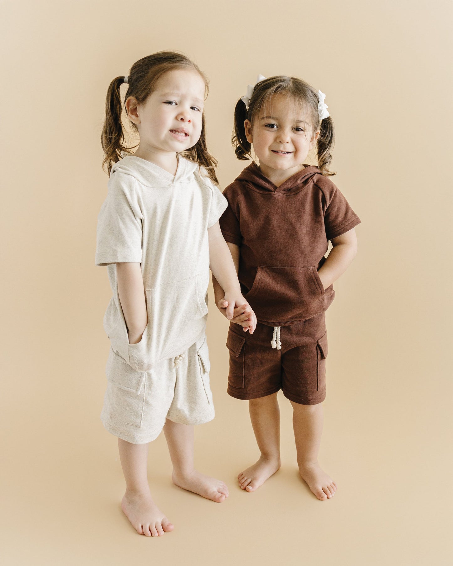 terry cargo shorts set // chocolate (sizing up to 8/9)