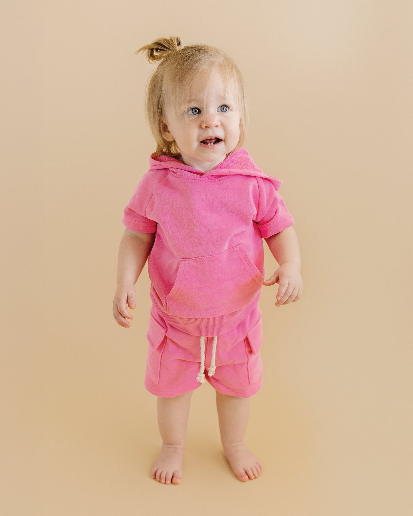 terry cargo shorts set // pink (sizing up to 8/9)