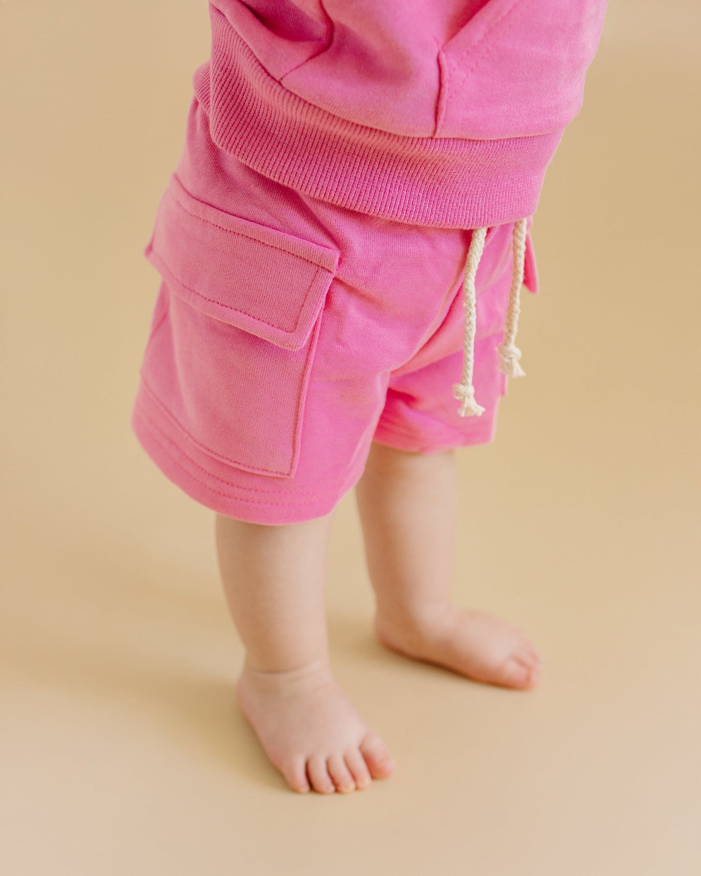 terry cargo shorts set // pink (sizing up to 8/9)