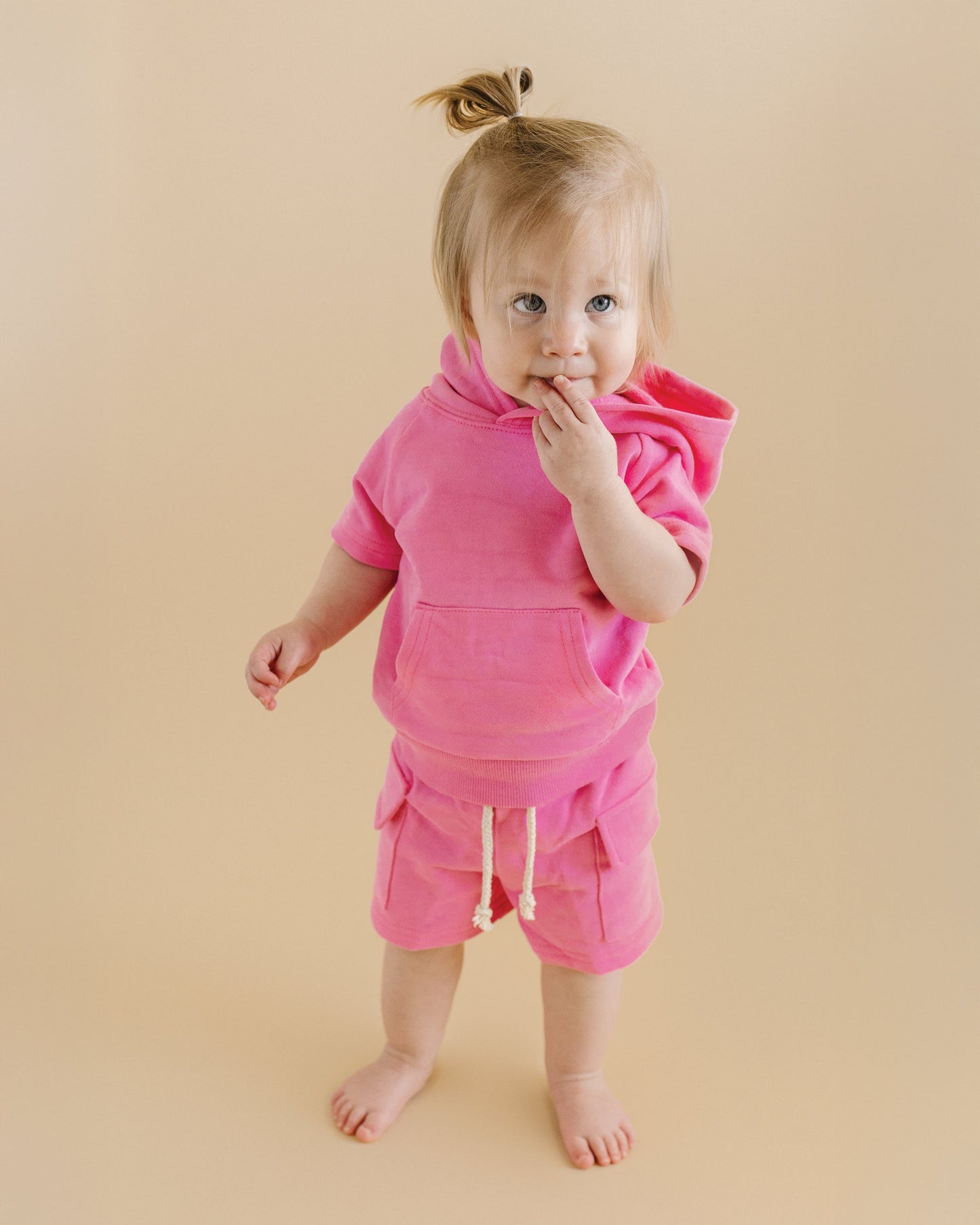 terry cargo shorts set // pink (sizing up to 8/9)