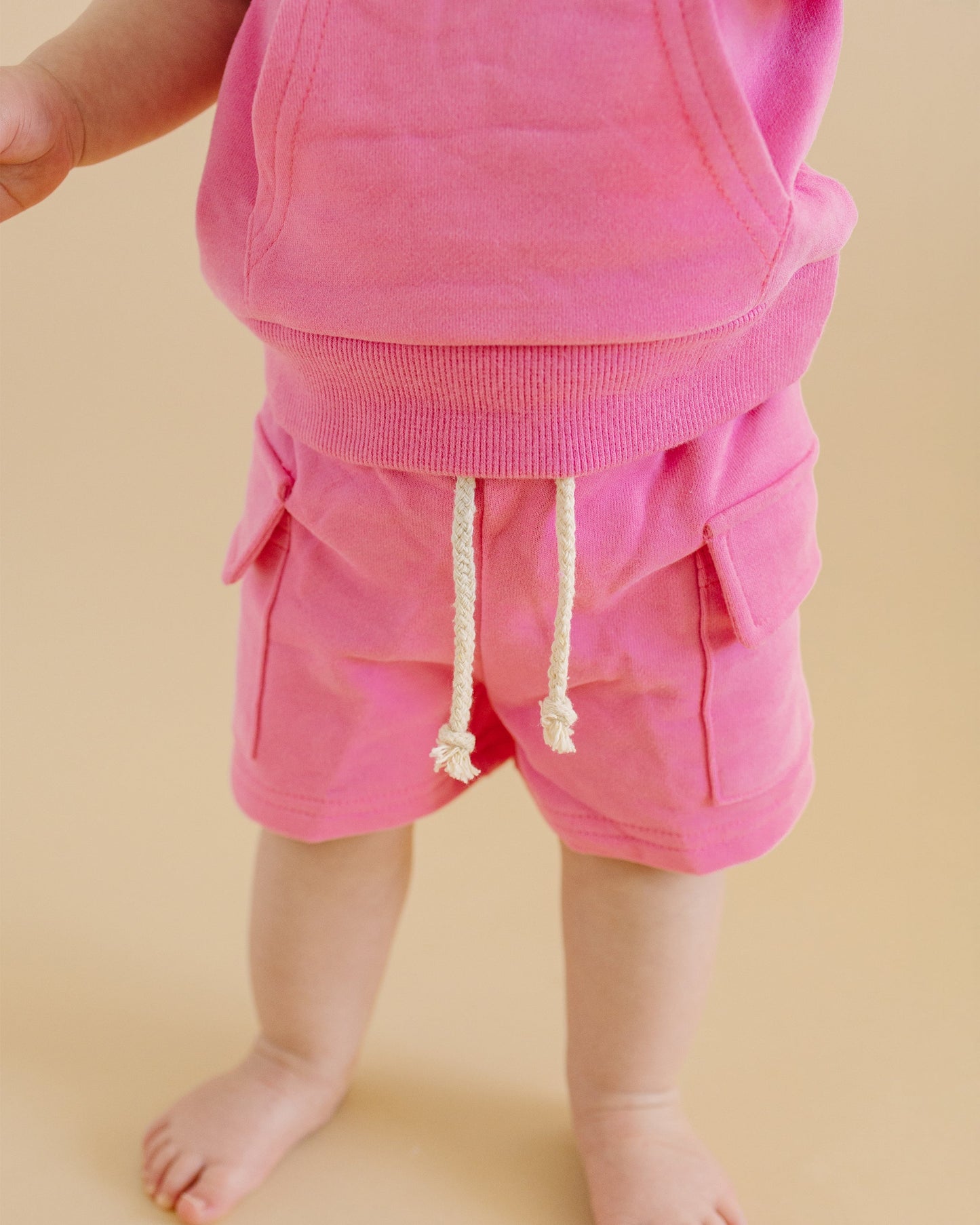 terry cargo shorts set // pink (sizing up to 8/9)