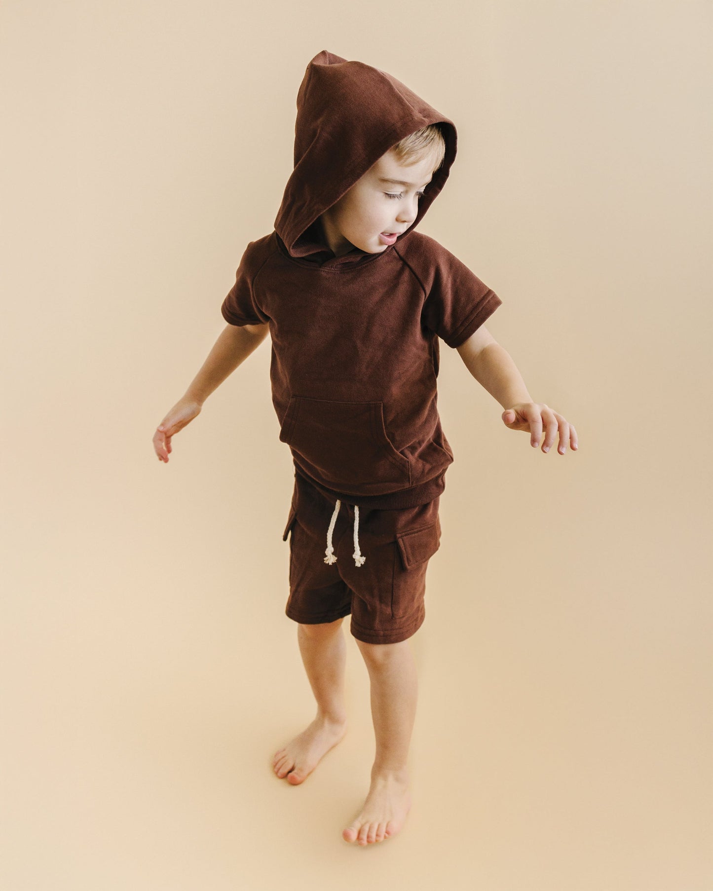 terry cargo shorts set // chocolate (sizing up to 8/9)