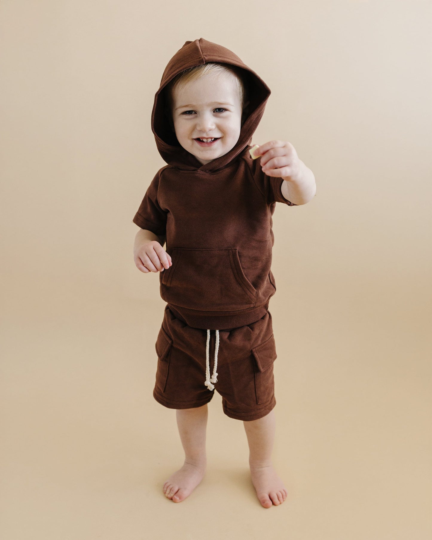 terry cargo shorts set // chocolate (sizing up to 8/9)