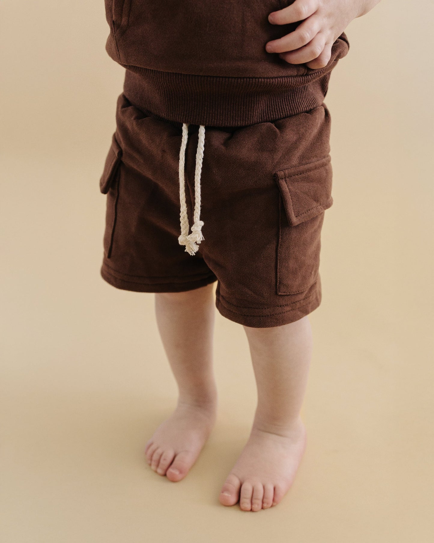 terry cargo shorts set // chocolate (sizing up to 8/9)