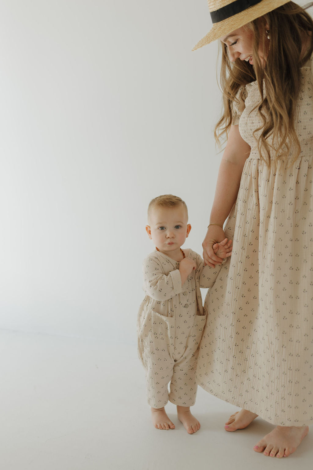 long-sleeve muslin romper // flora (comes in mama match)