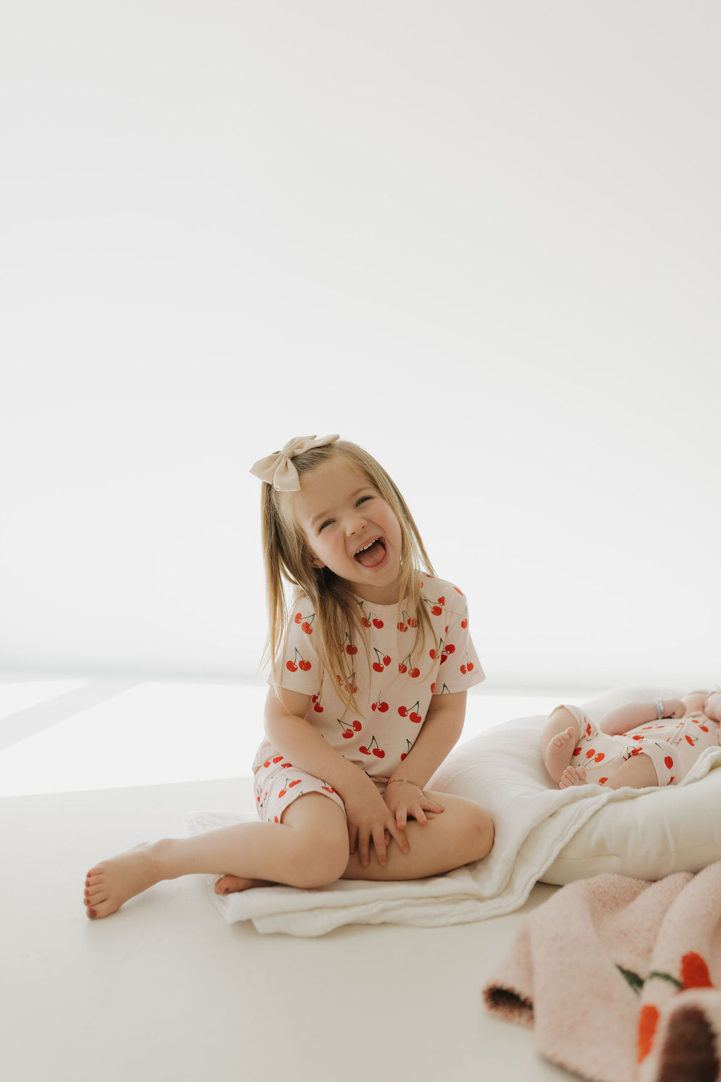 cherry orchard bamboo pajamas // SHORT SLEEVE TOP + SHORTS SET (sizing up to 10/12)