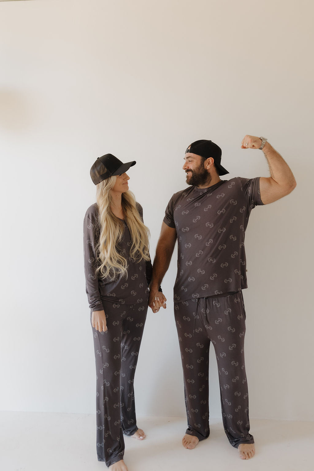 bamboo men's short sleeve pajamas // charcoal arm day