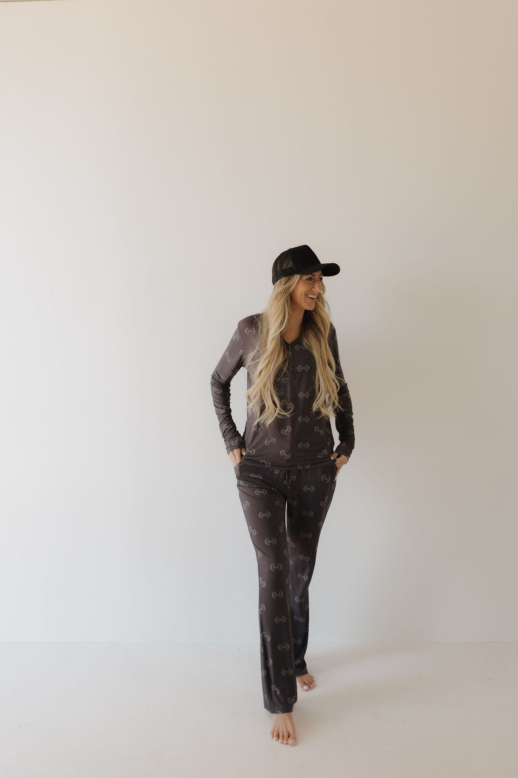women's bamboo pajamas // charcoal arm day