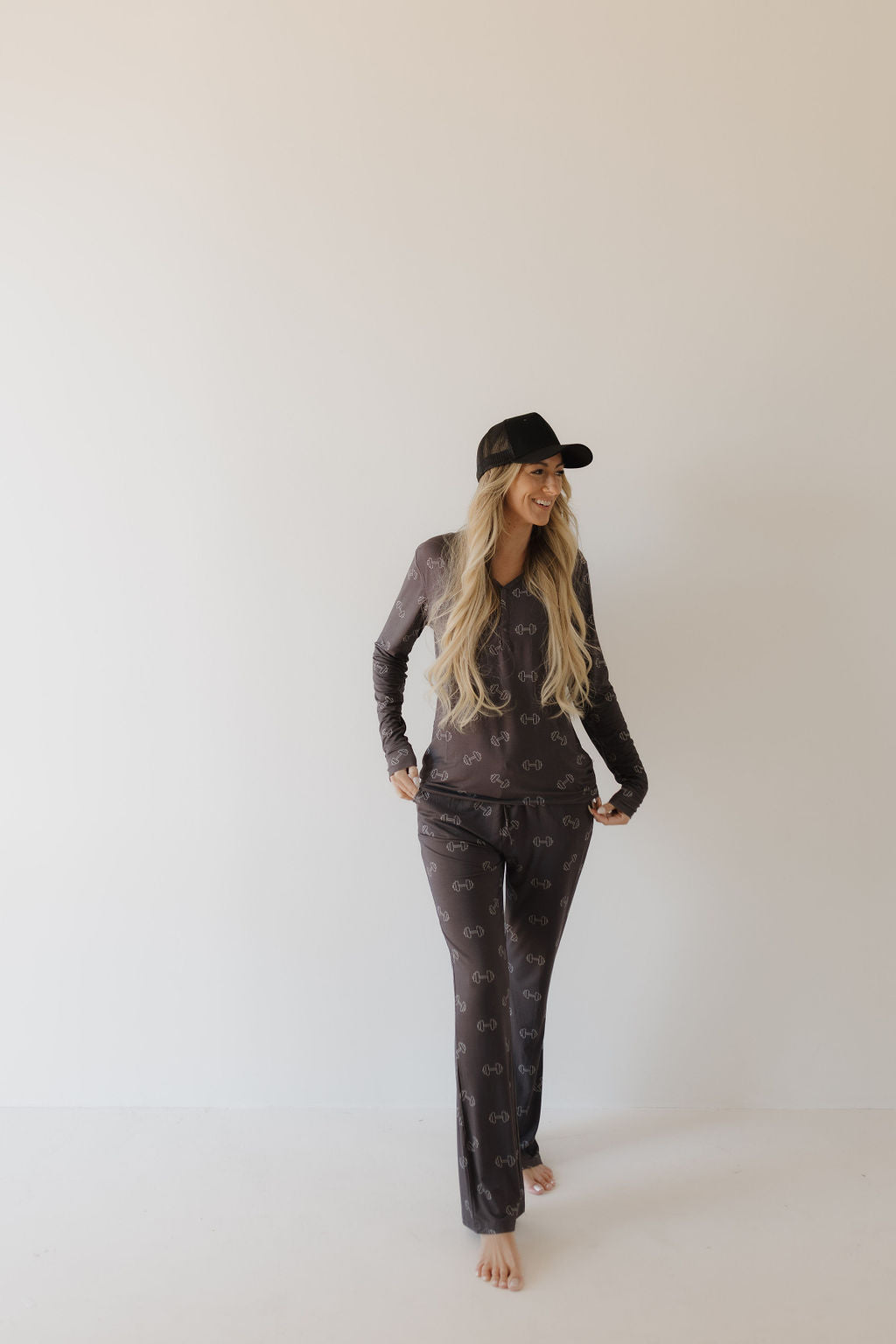 women's bamboo pajamas // charcoal arm day