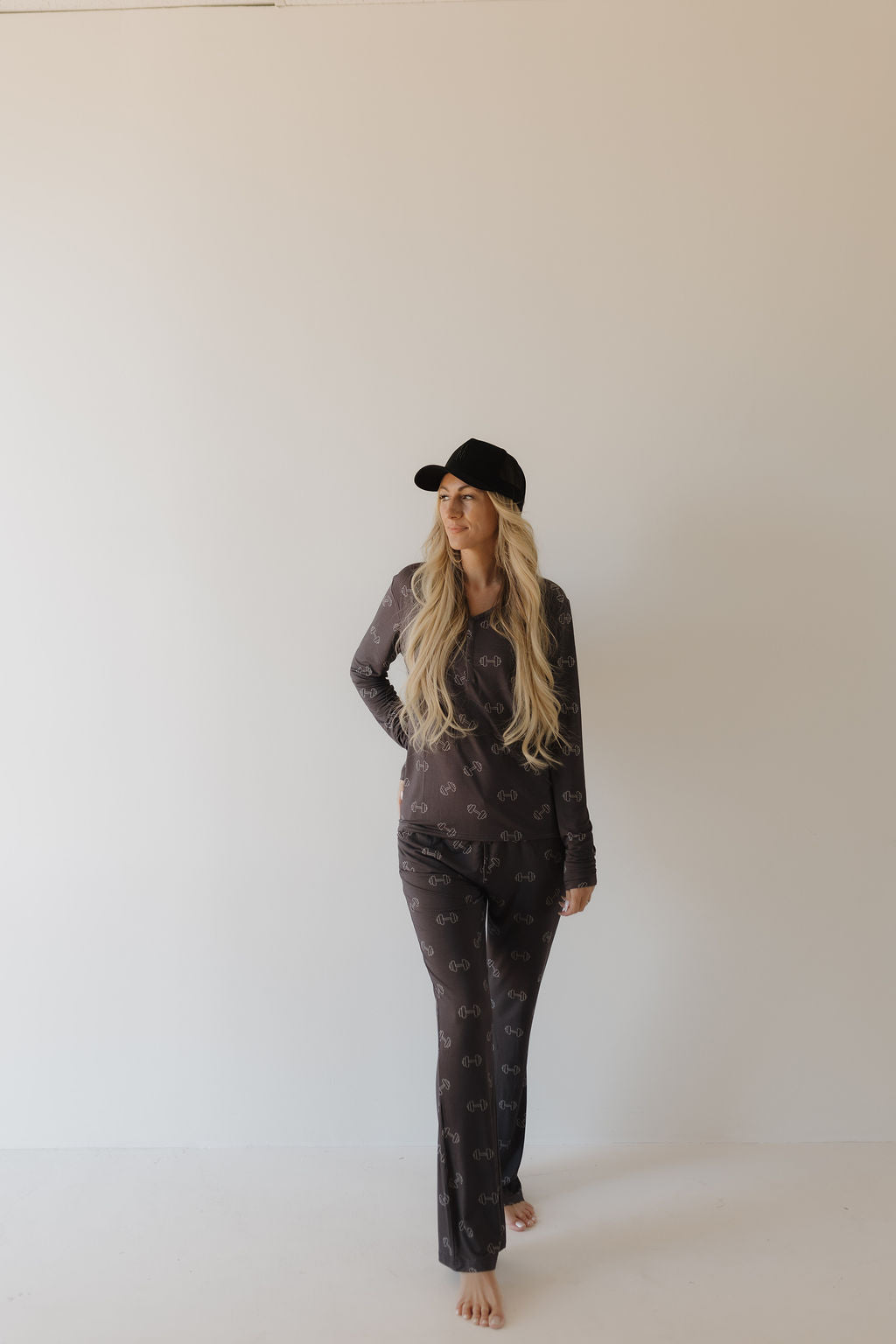 women's bamboo pajamas // charcoal arm day