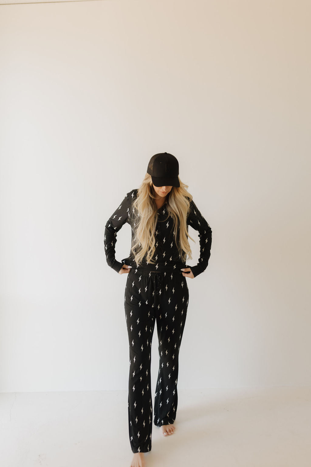 women’s bamboo pajamas // midnight lightning bolt