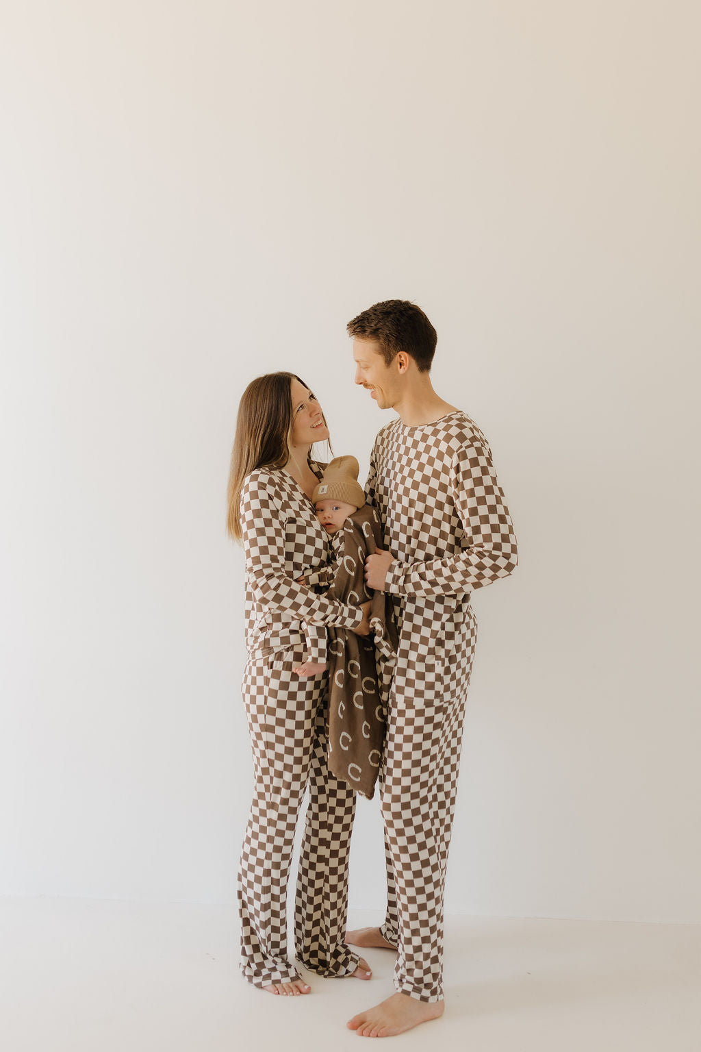 women's bamboo pajamas // neutral checks