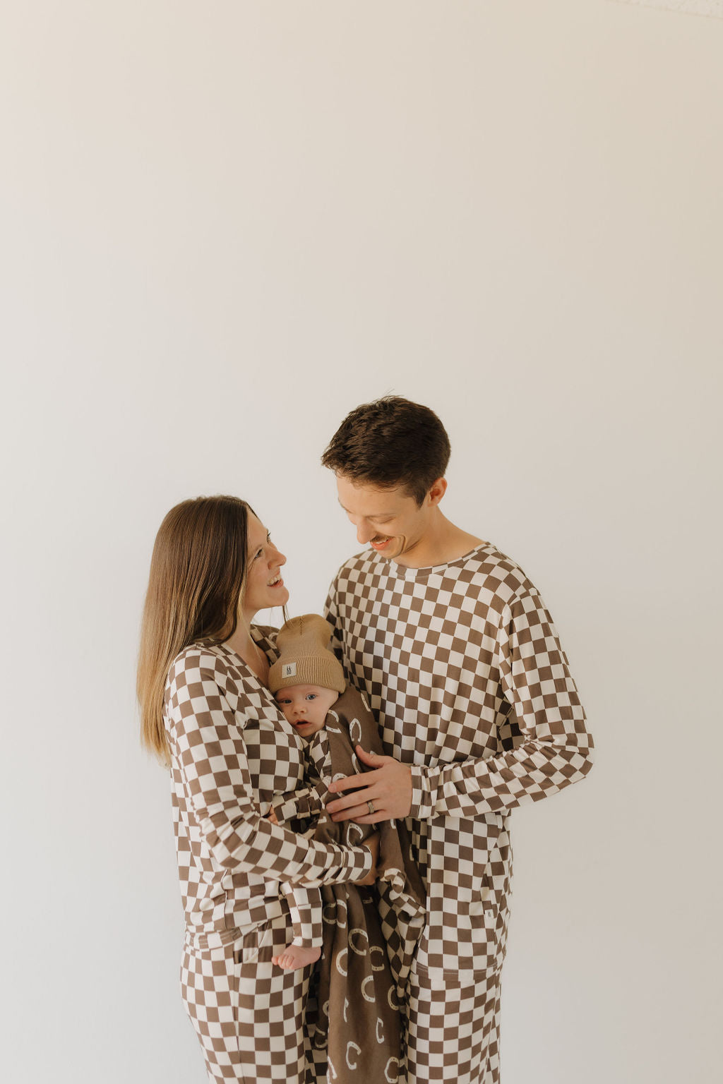 women's bamboo pajamas // neutral checks