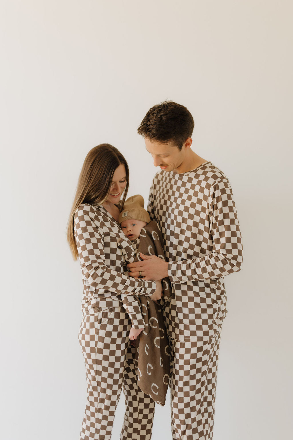 women's bamboo pajamas // neutral checks