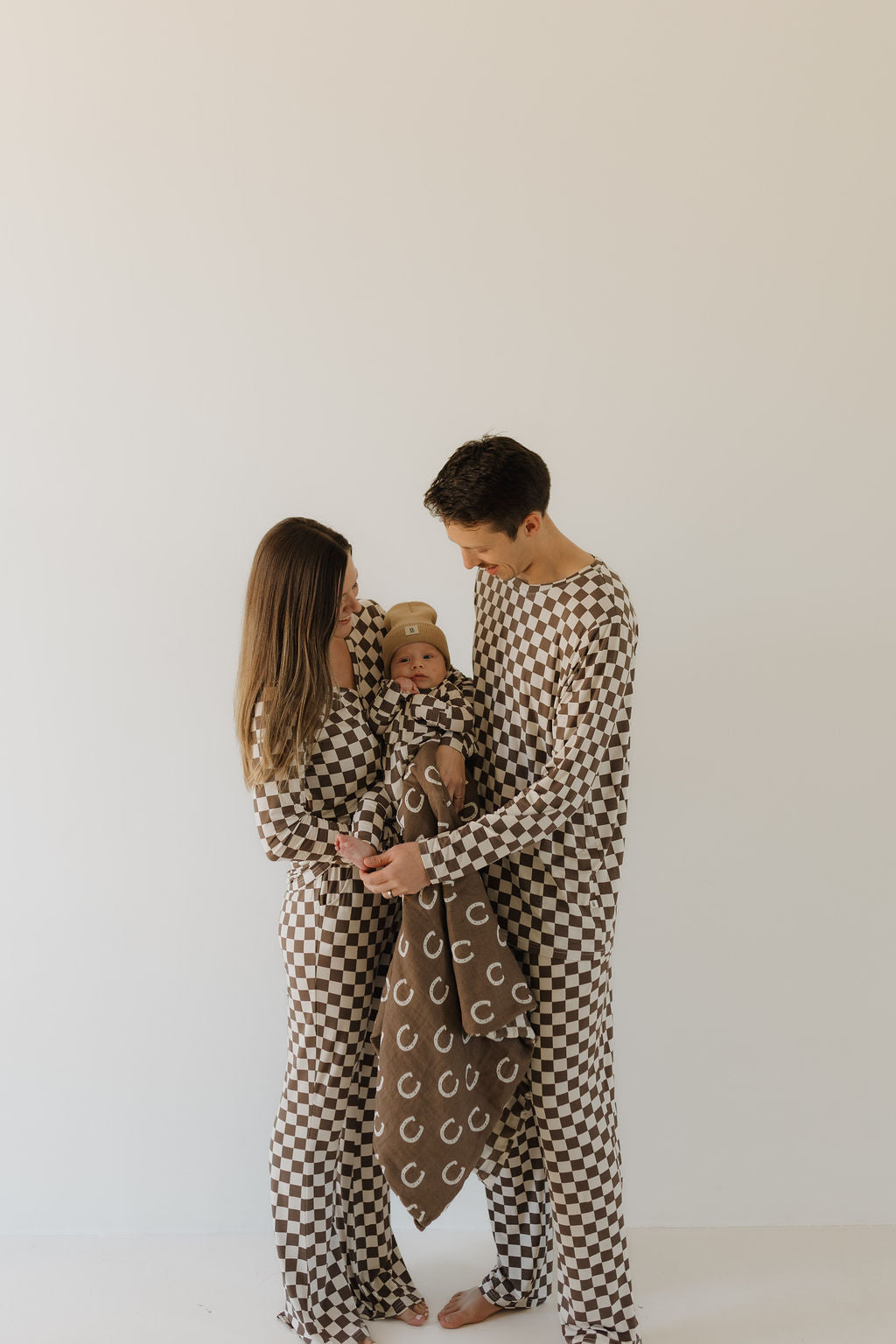 women's bamboo pajamas // neutral checks