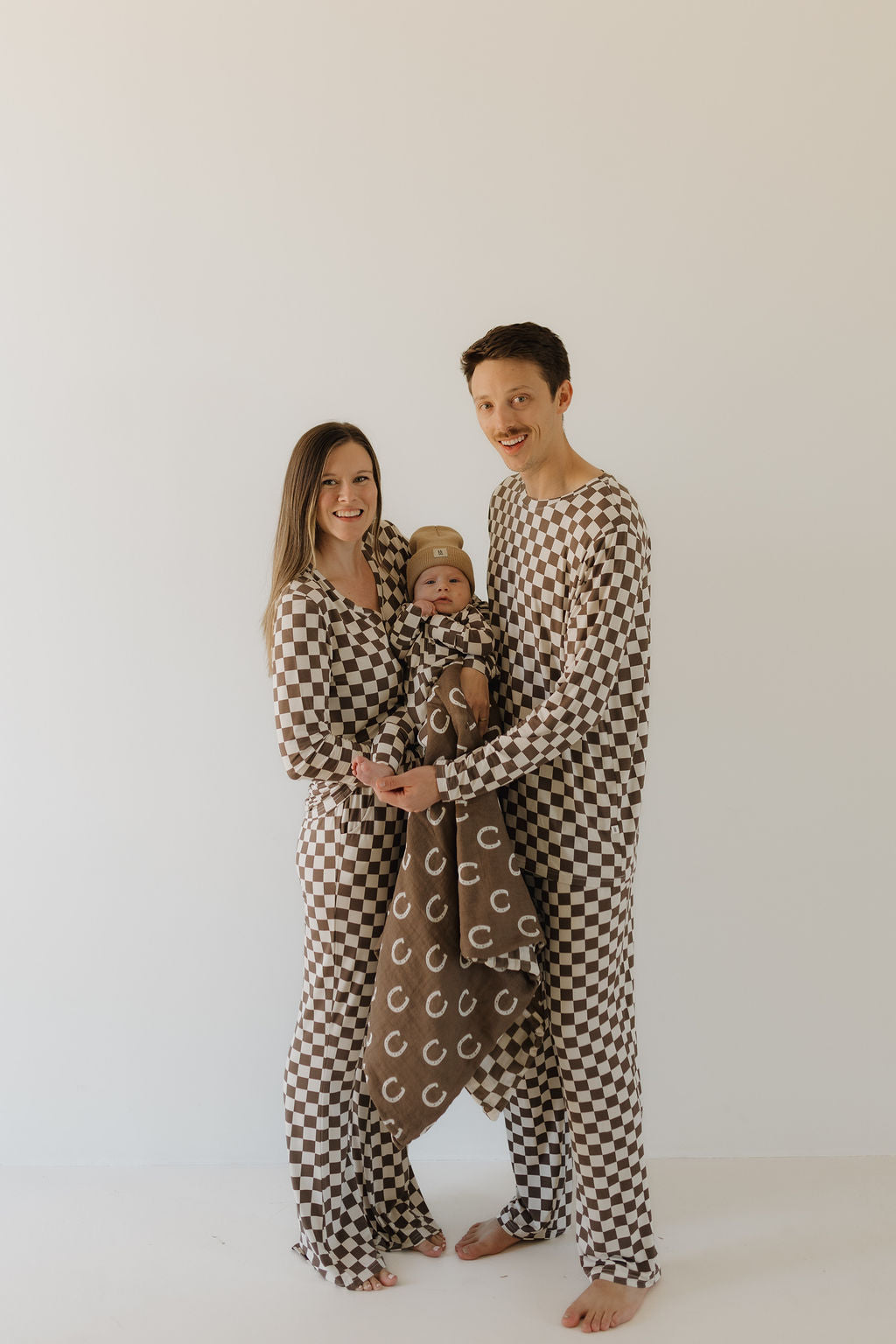 women's bamboo pajamas // neutral checks