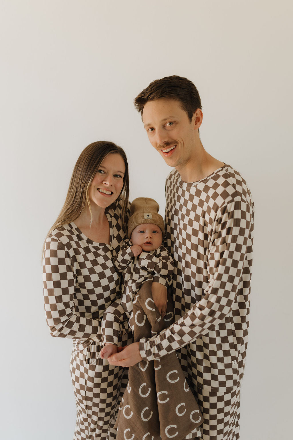 women's bamboo pajamas // neutral checks