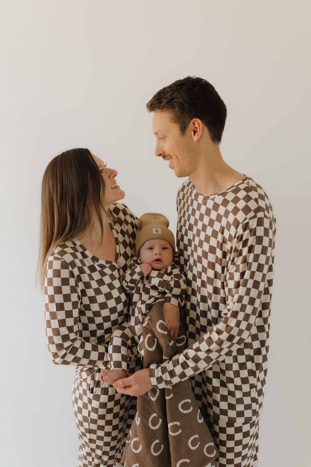 women's bamboo pajamas // neutral checks