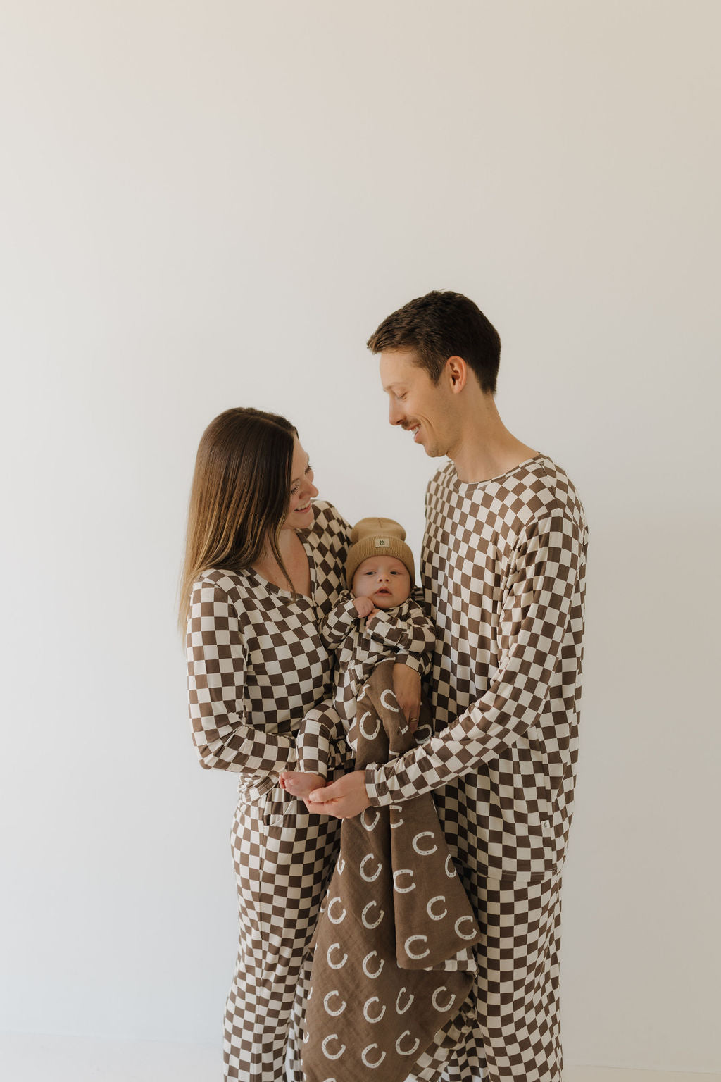 women's bamboo pajamas // neutral checks
