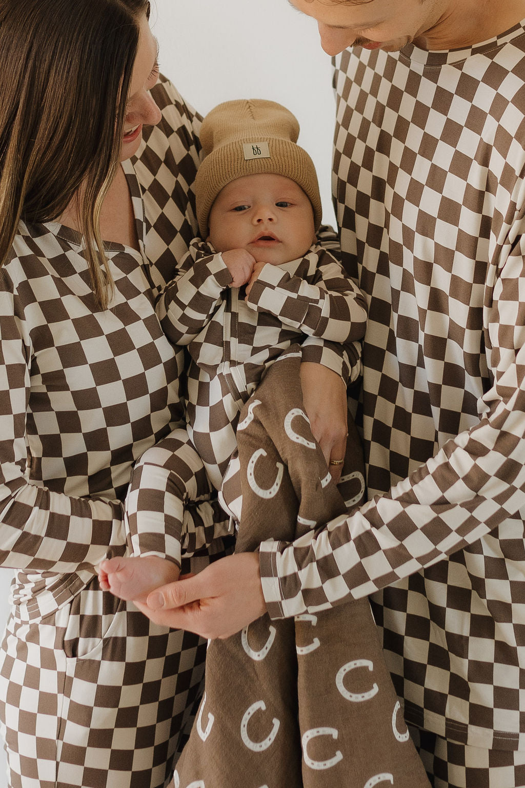 women's bamboo pajamas // neutral checks