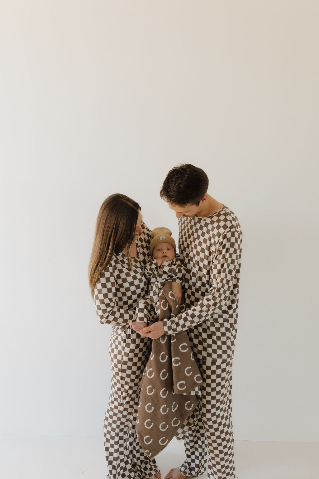 women's bamboo pajamas // neutral checks