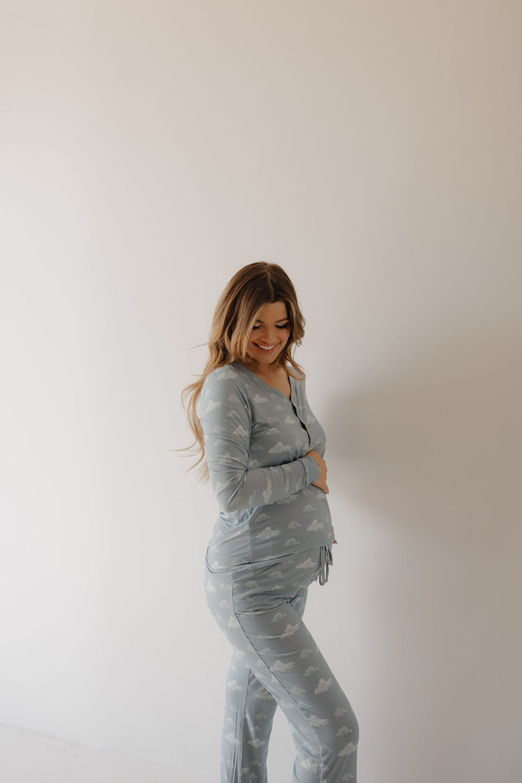women’s bamboo pajamas // blue cloud