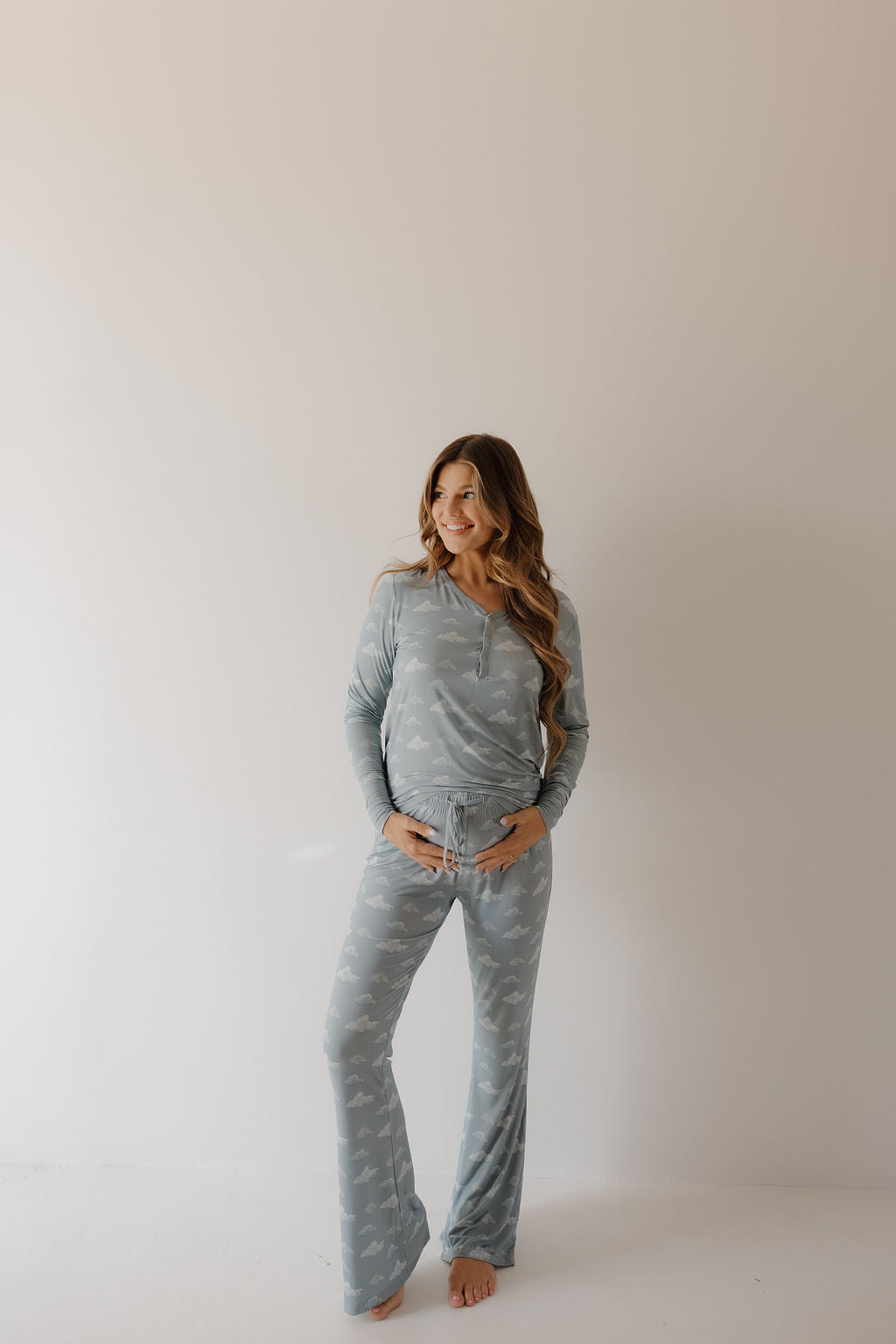 women’s bamboo pajamas // blue cloud