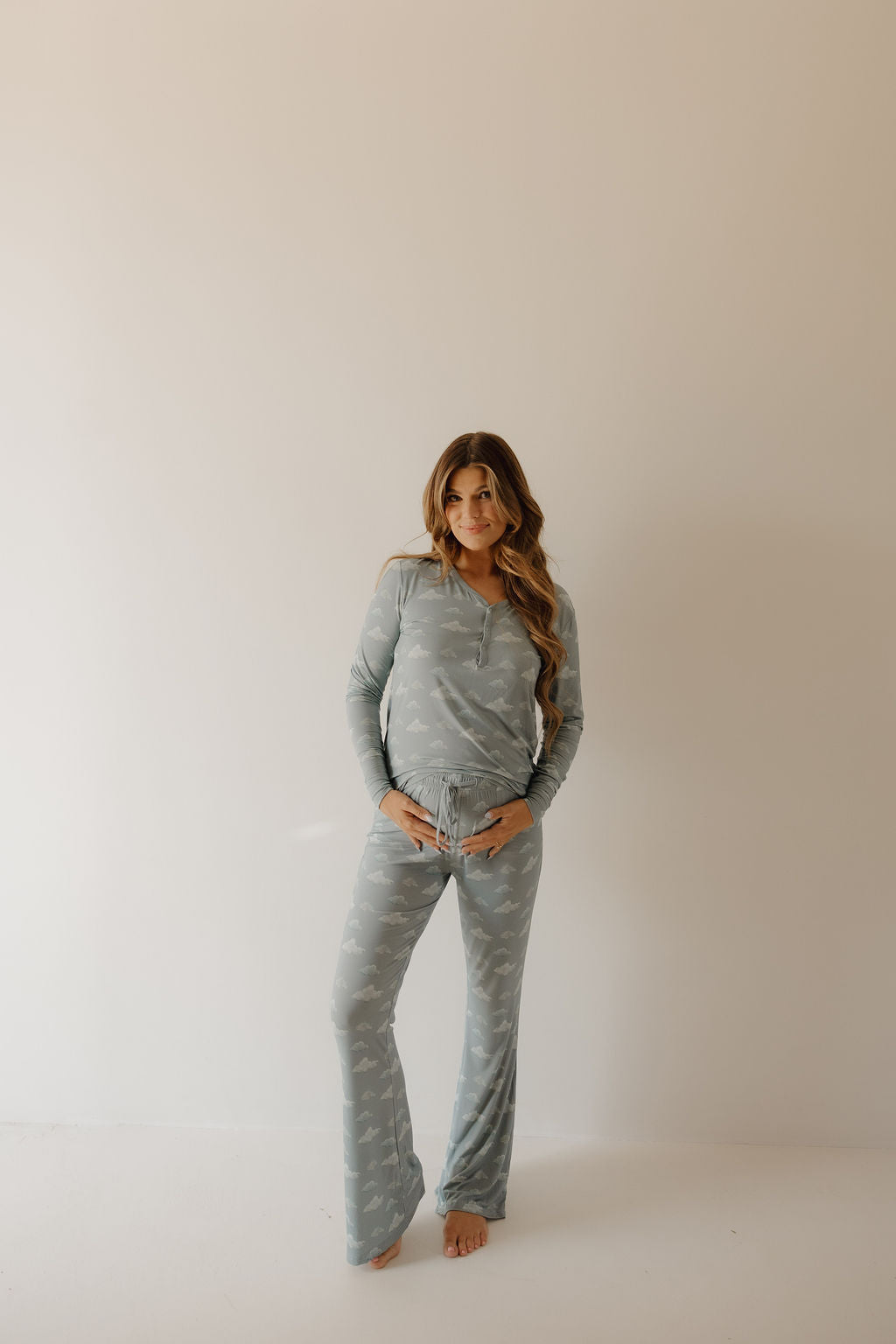 women’s bamboo pajamas // blue cloud