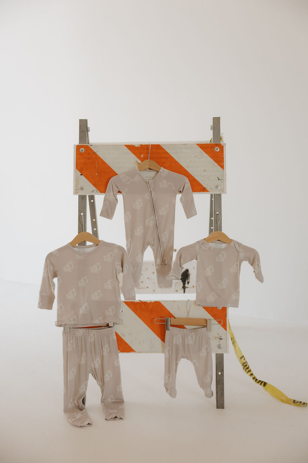excavator bamboo pajamas // SLEEPY-TIME FOOTED SET