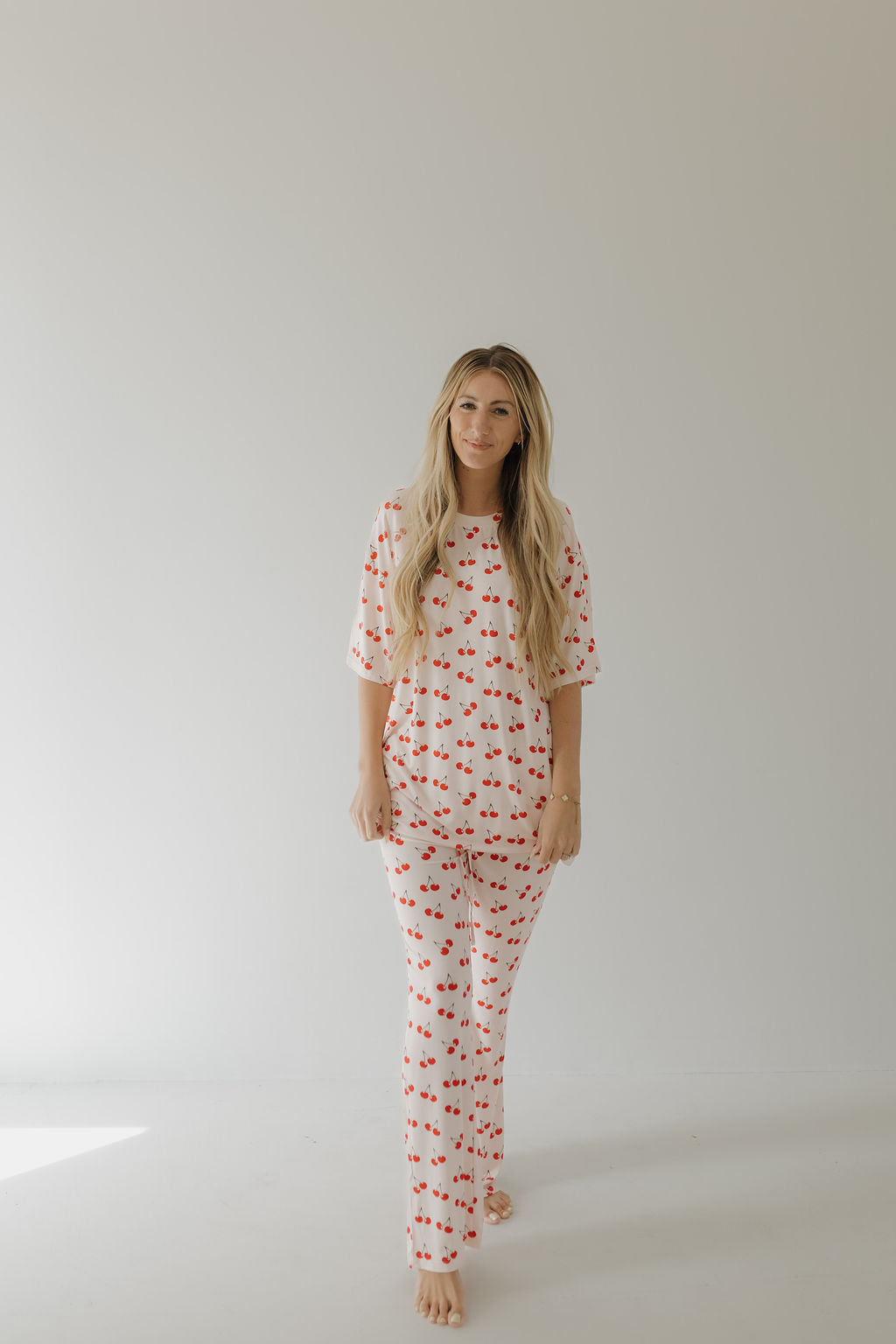short sleeve women's bamboo pajamas // cherry orchard