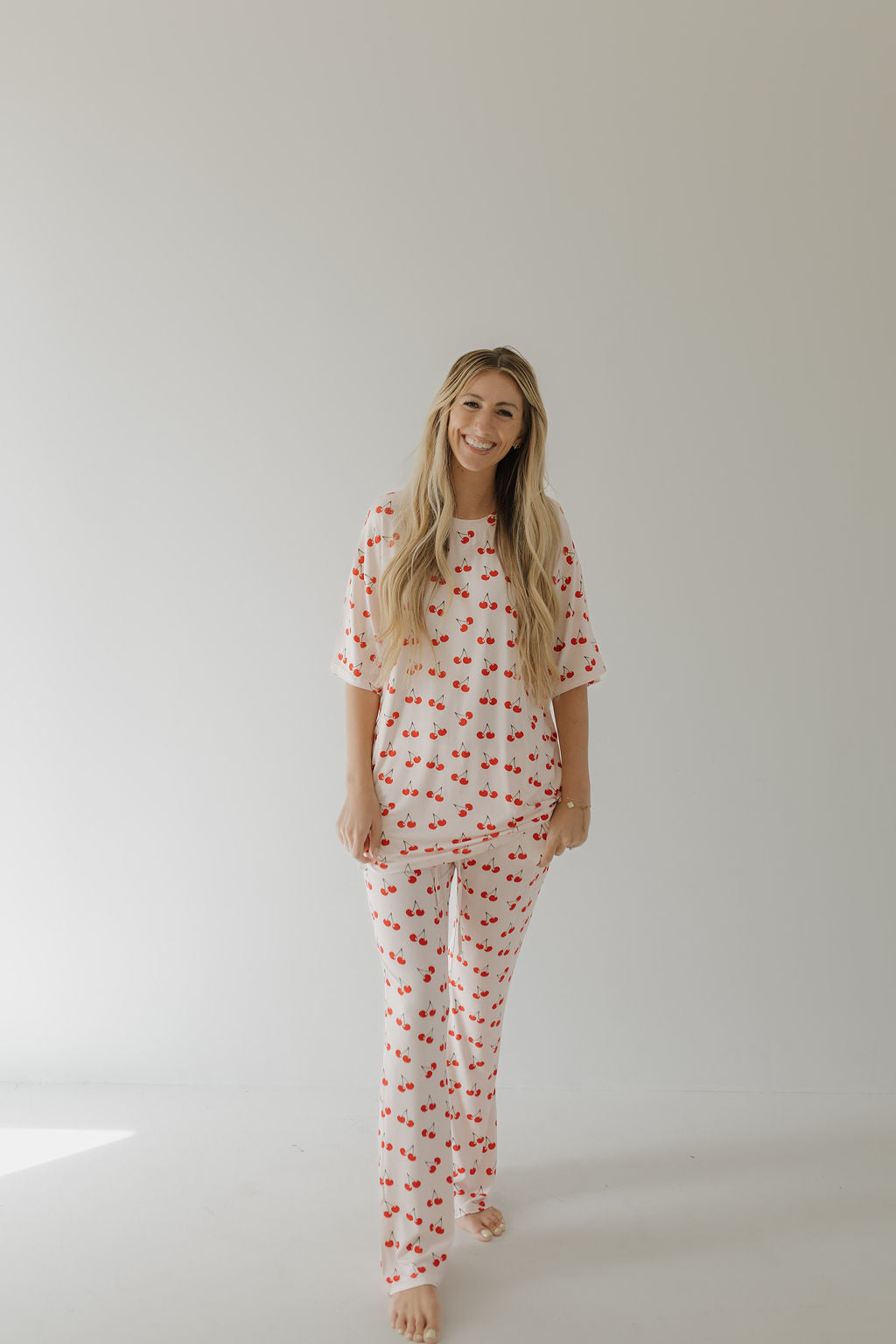 short sleeve women's bamboo pajamas // cherry orchard