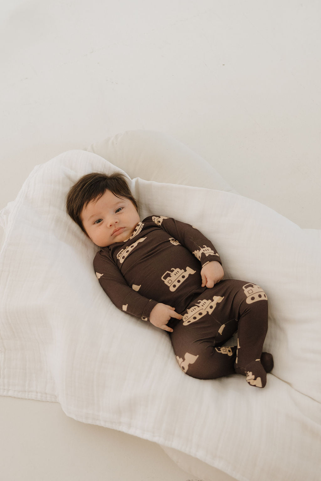 bulldozer bamboo pajamas // SLEEPY-TIME FOOTED SET