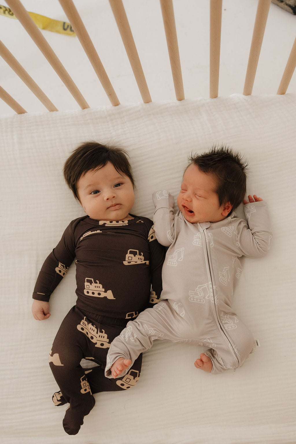 bulldozer bamboo pajamas // SLEEPY-TIME FOOTED SET