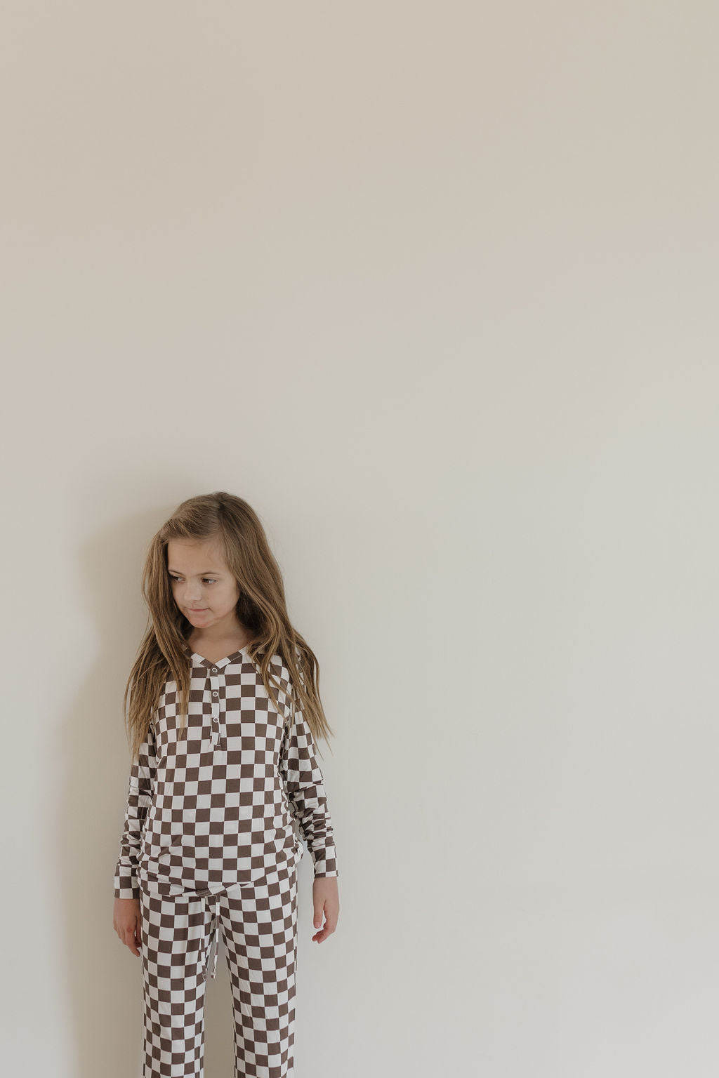 neutral checks bamboo pajamas // youth flares