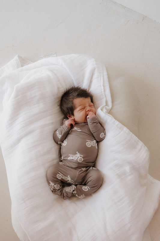 dirt bike bamboo pajamas // SLEEPY-TIME FOOTED SET