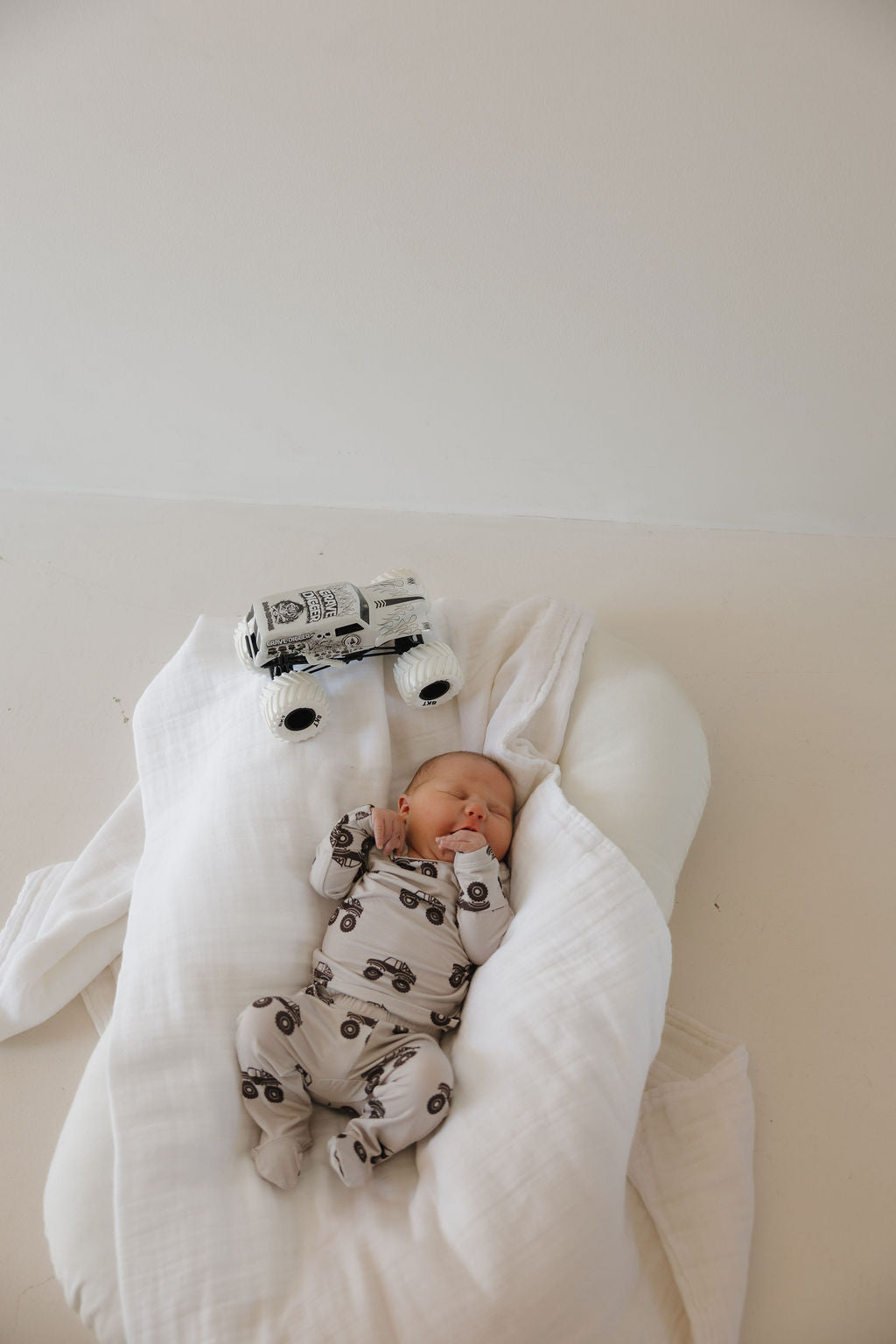 monster truck bamboo pajamas // SLEEPY-TIME FOOTED SET