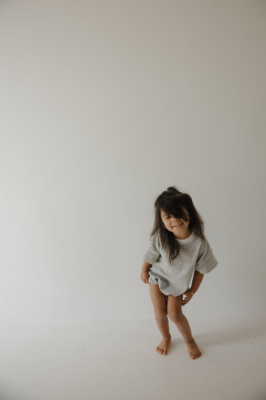 terry tshirt romper // grey stripe