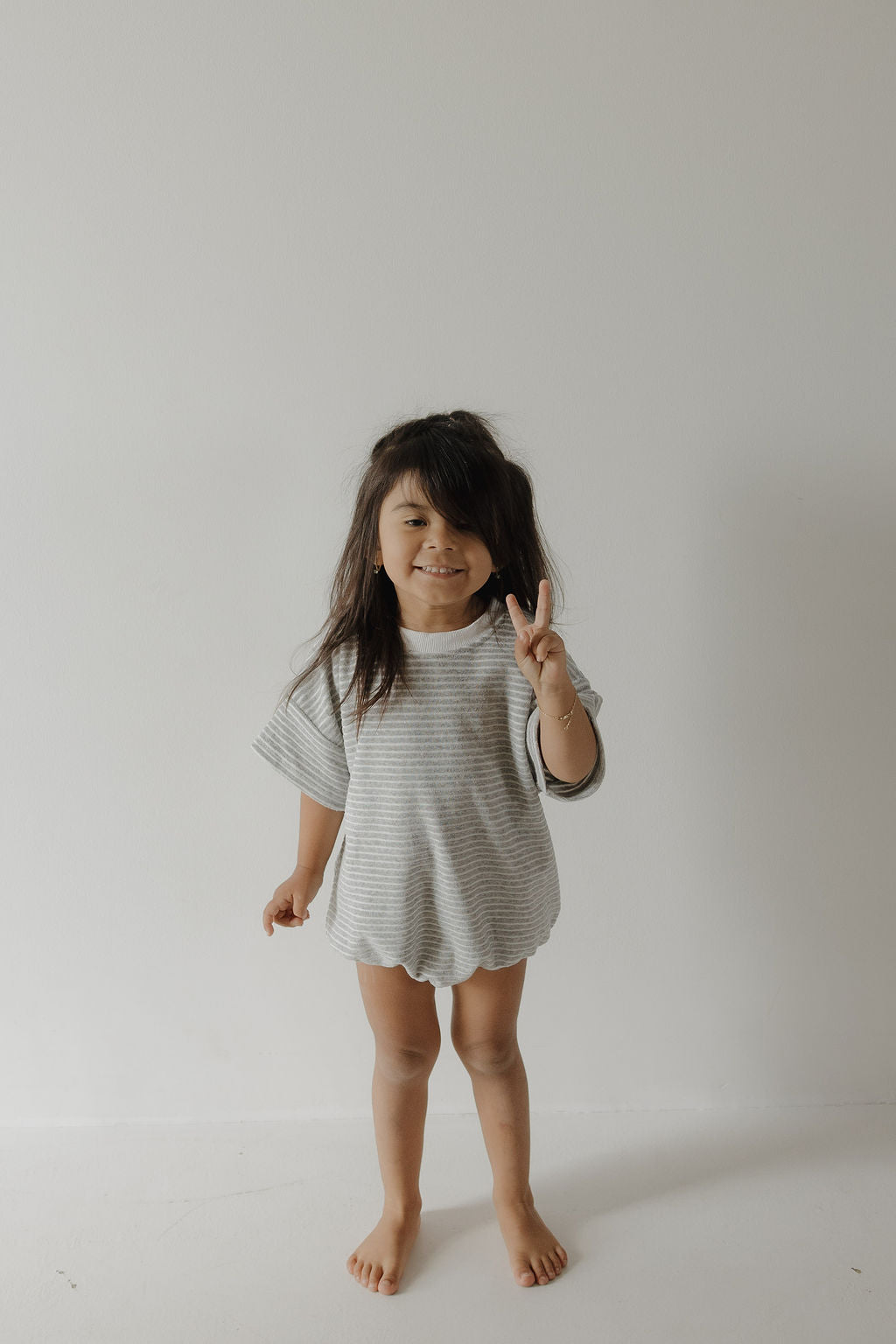 terry tshirt romper // grey stripe