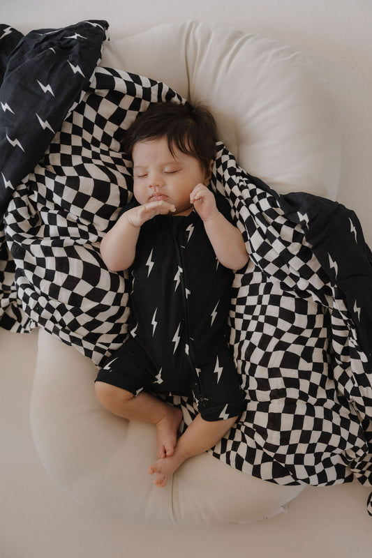 midnight lightning bolt bamboo pajamas // SHORTIE