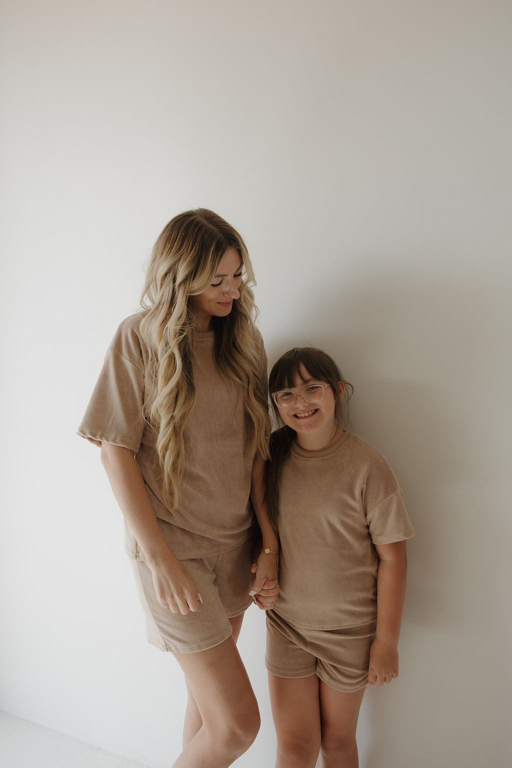 women’s terry short set // tan