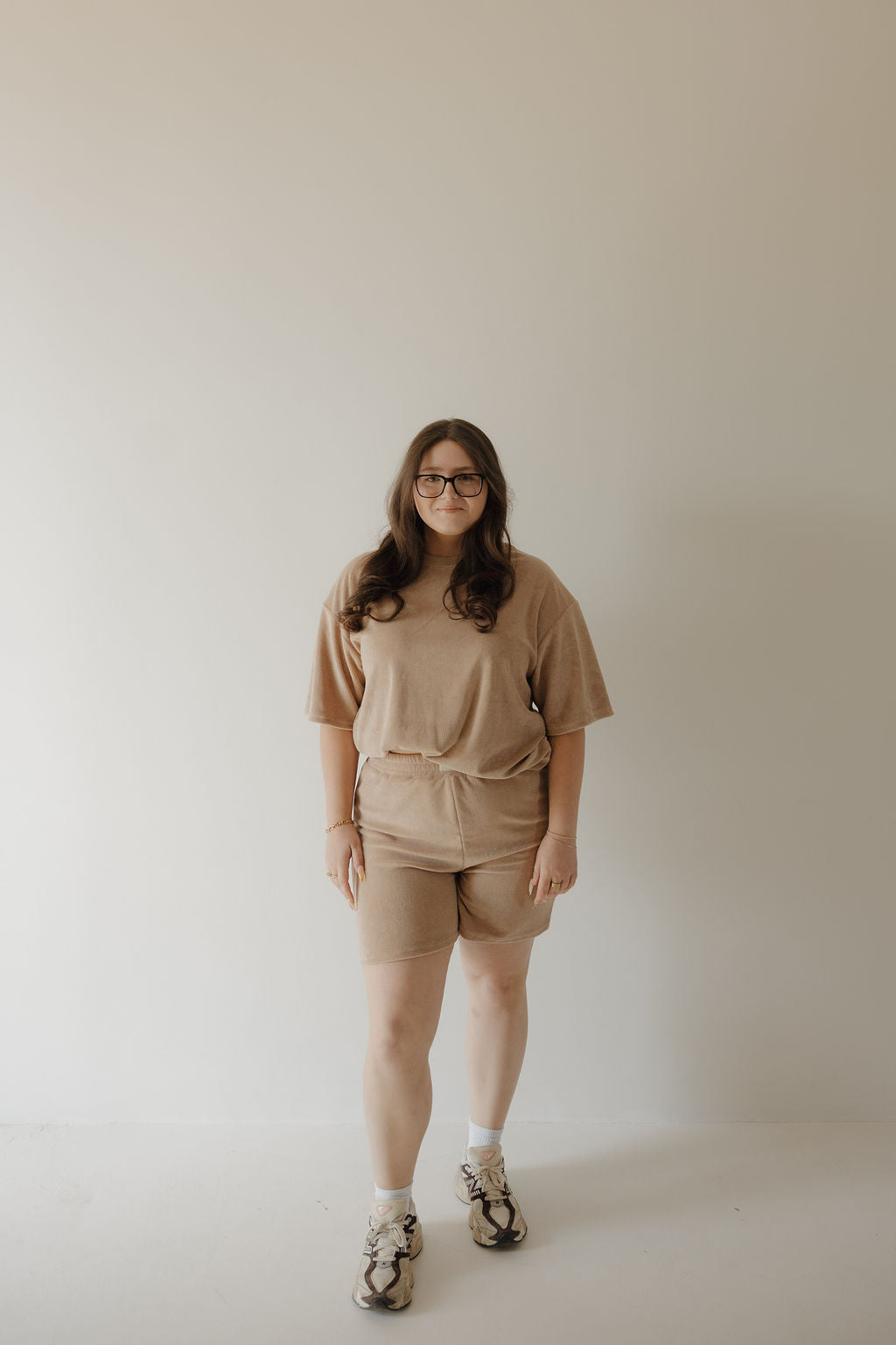 women’s terry short set // tan