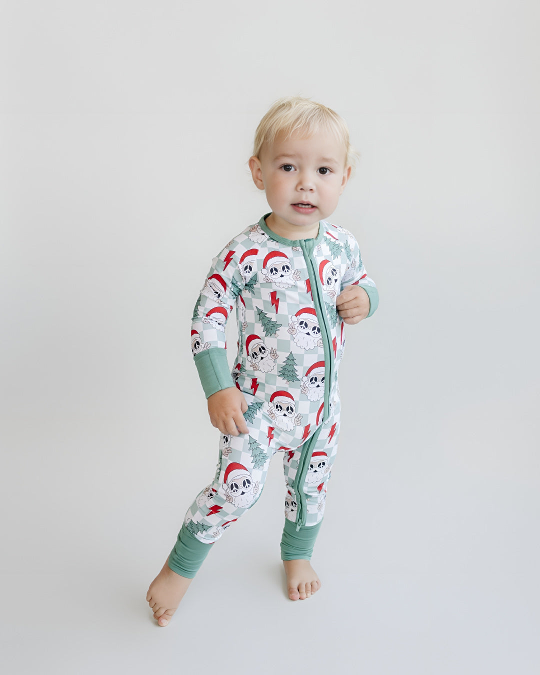 checkered santa bamboo pajamas // ZIPPY