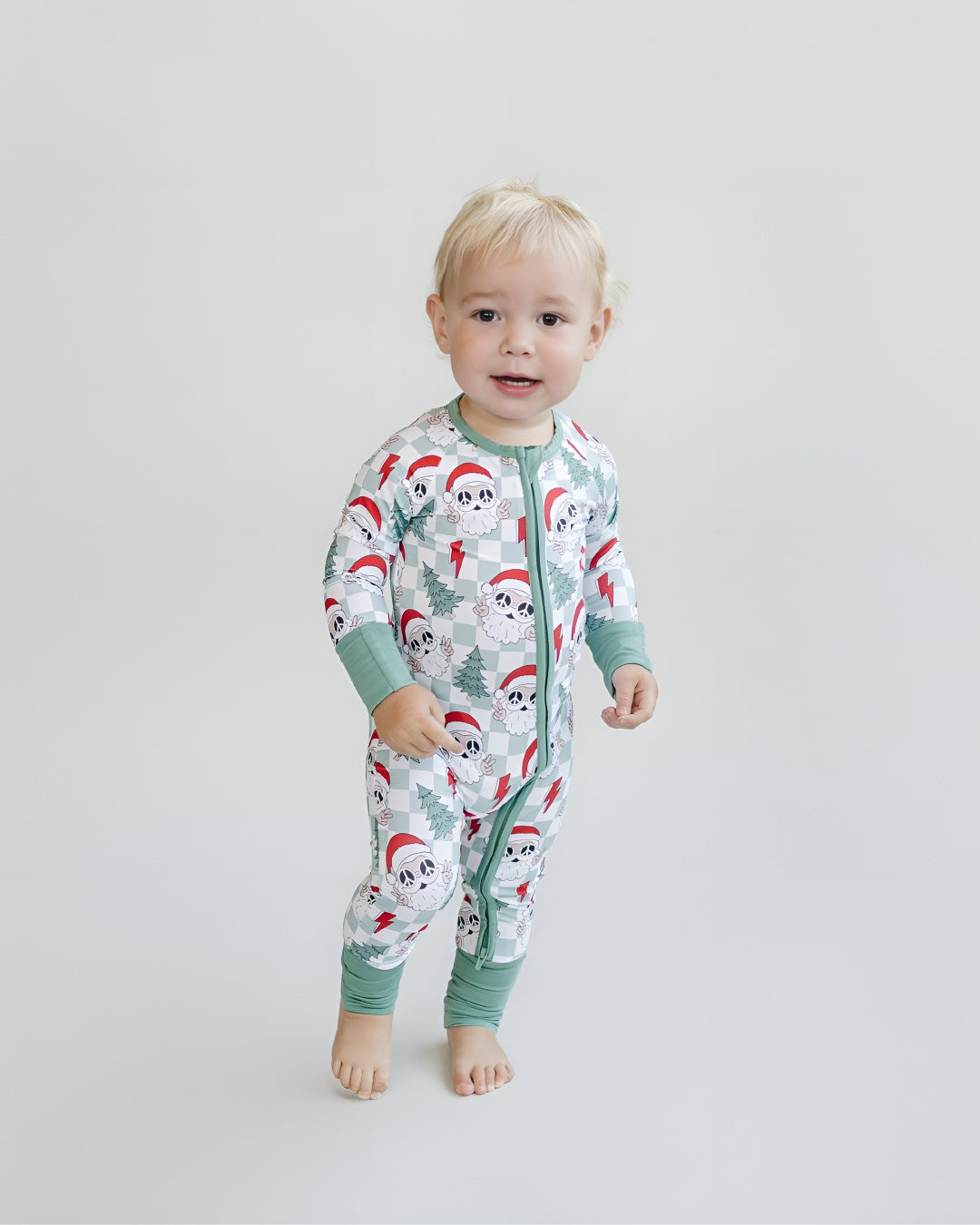 checkered santa bamboo pajamas // ZIPPY
