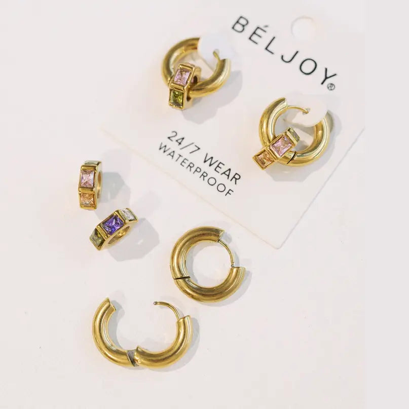 gemstone double hoop earrings // BELJOY
