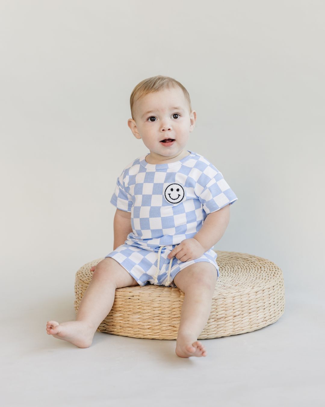 checkered shorts set // blue (available in EXTENDED SIZING!)