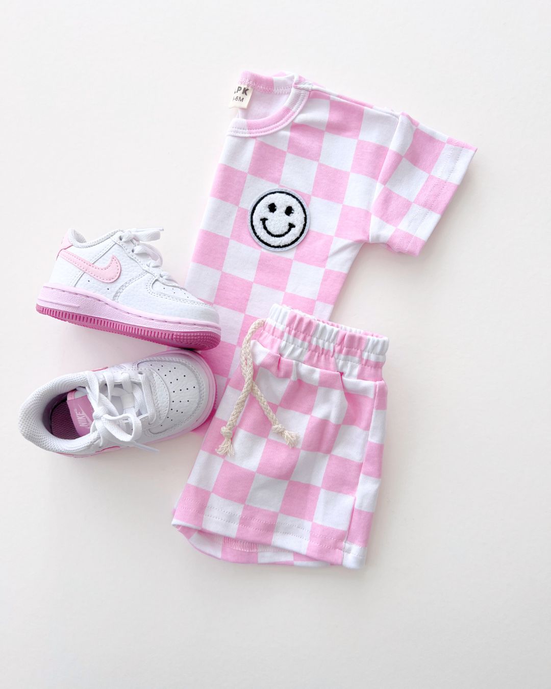 checkered shorts set // pink (available in EXTENDED SIZING!)