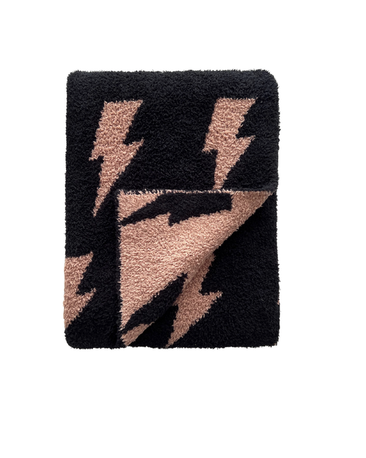 buttery-soft blanket // mocha lightning bolts