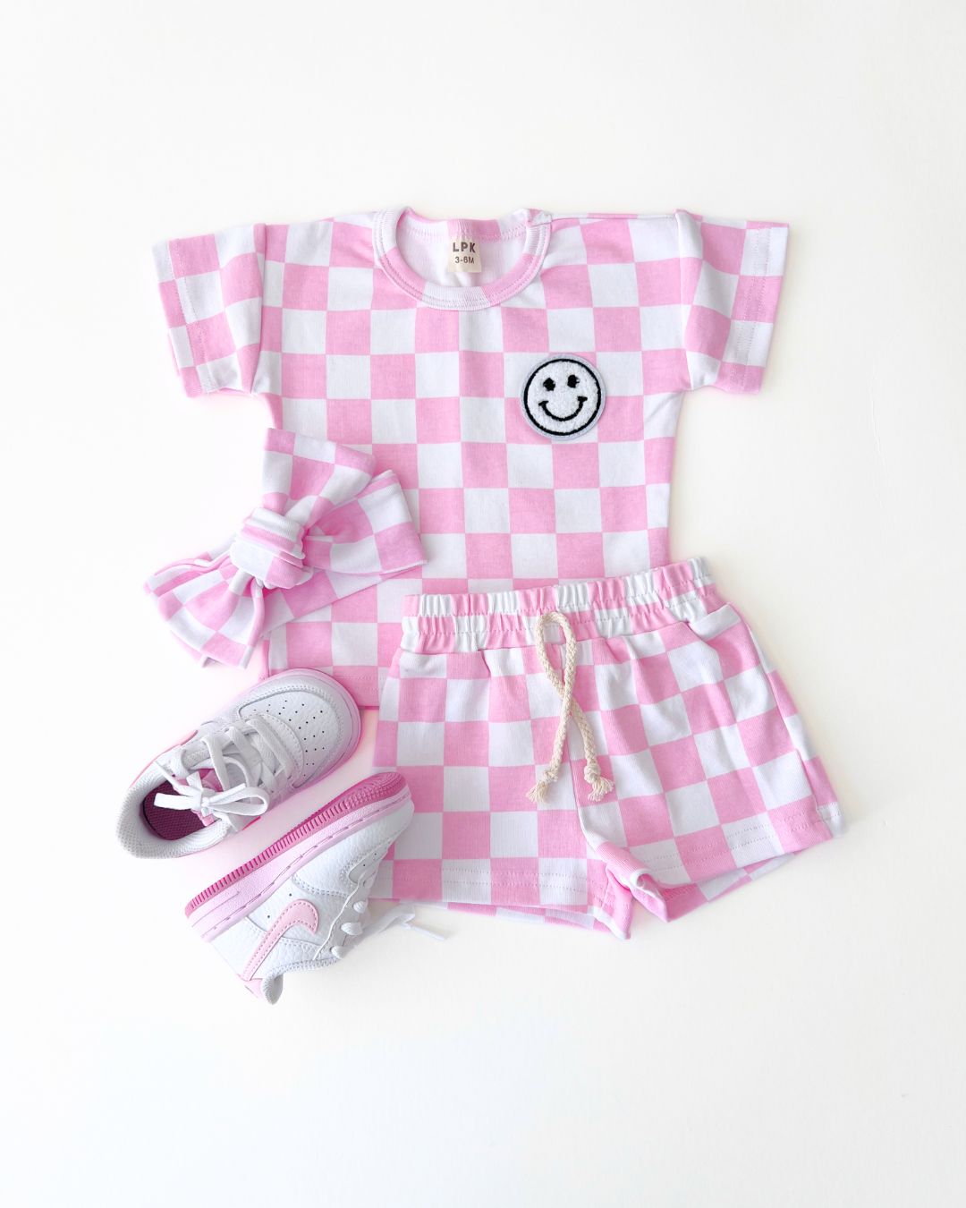 checkered shorts set // pink (available in EXTENDED SIZING!)