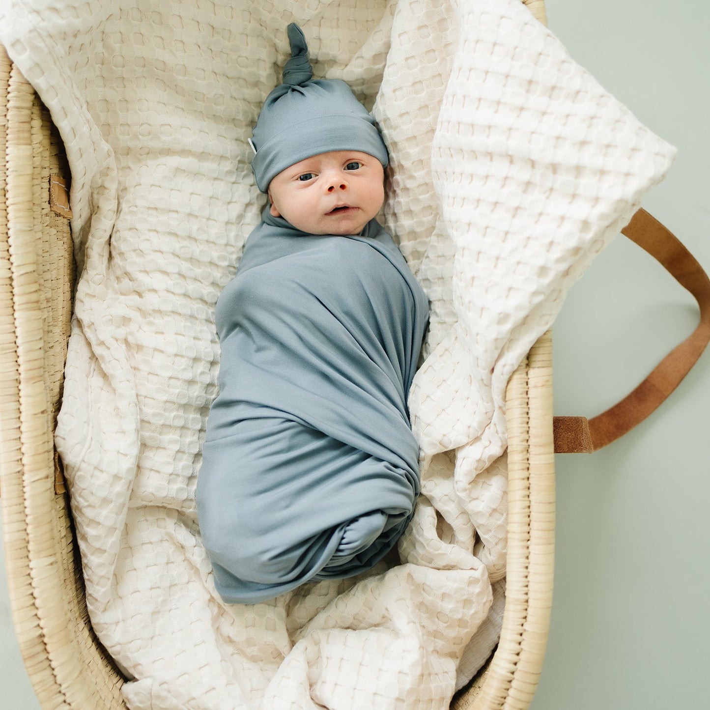 bamboo hat OR head wrap + swaddle set // dusty blue