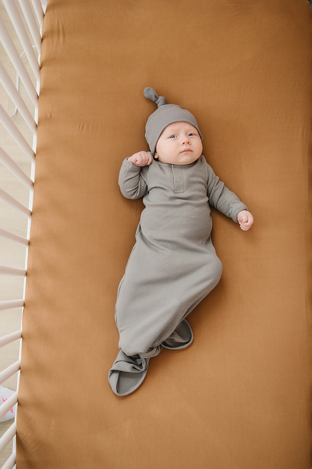 organic cotton ribbed knot gown // grey